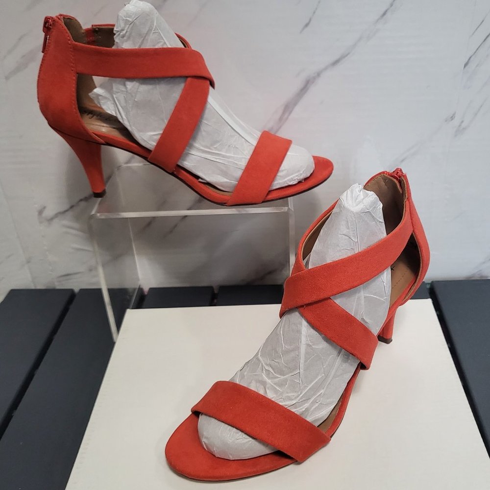 Style & Co Womens Paysonn Faux Suede Dress Sandals Coral Sz 7.5